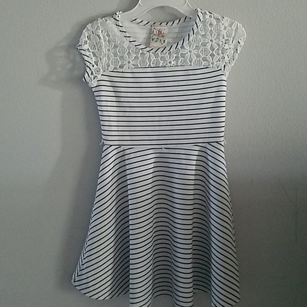 Black and white striped girls dress
